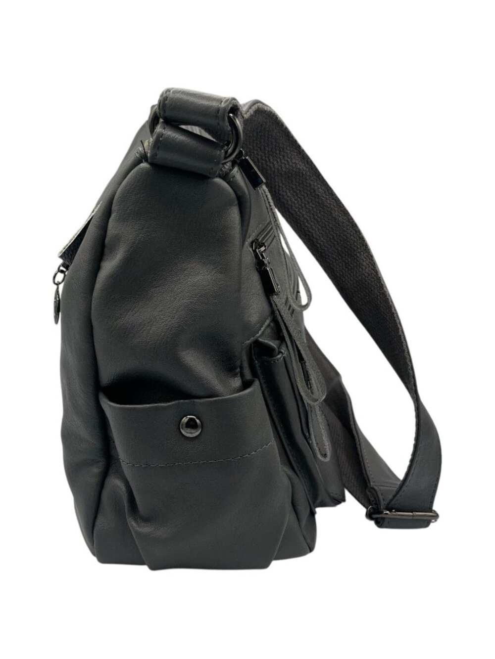 Mei Ya Shi Dun Gray Shoulder Crossover Purse 4 Zippered & 2 Snap Magnet Pockets - Picture 2 of 13
